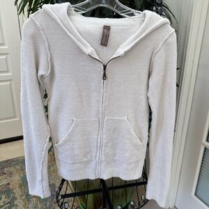 Barefoot Dreams Cream Zip-Up Hoodie.